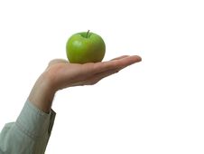 Isolated Green Apple In Hand Royalty Free Stock Photo Isolated Green Apple In Hand Royalty Free Stock Photo