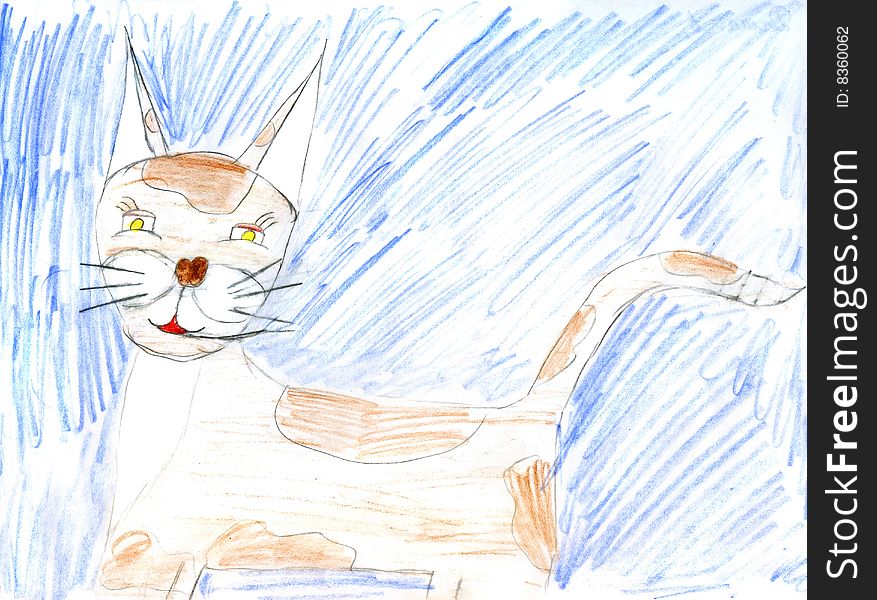 Close-up children's paint cat