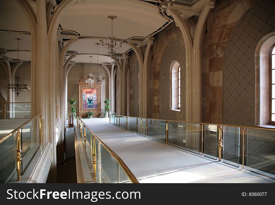 Interior of temple of Christ of Savior. Moscow. Russia.