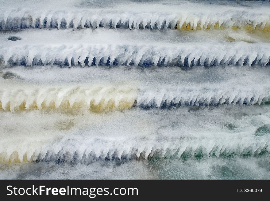 Steps covered with ice. Abstract background. Steps covered with ice. Abstract background.