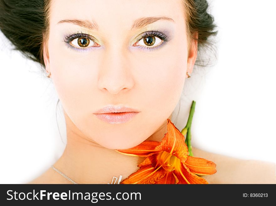 Sexy Brunette With A Flower