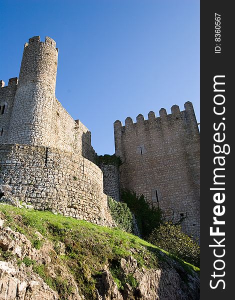 Fortified walls of the castle in Obidos, Portugal