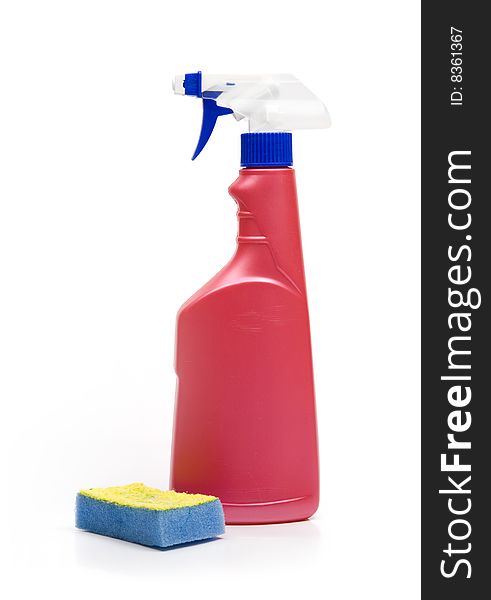 Cleaning equipment for housework - bottle and kitchen sponge