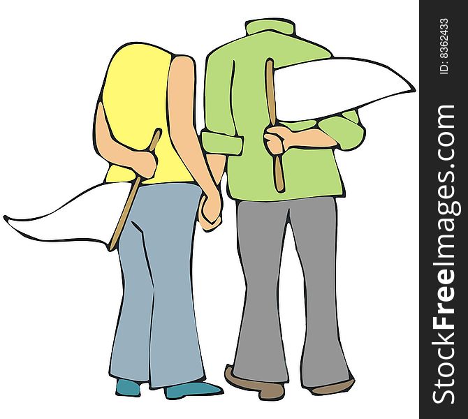 Art illustration of a couple - put your heads and messages. Art illustration of a couple - put your heads and messages