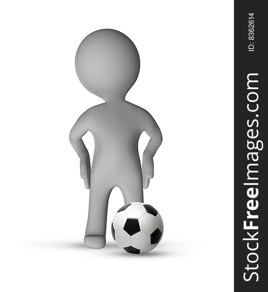 Soccer player with soccer ball (3D render)