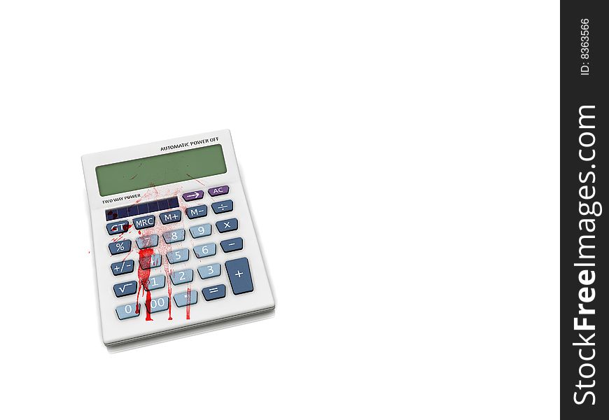 Bloody calculator concept - crisis is now. Bloody calculator concept - crisis is now