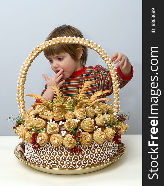 The little girl with traditional celebratory Ukrainian loaf. The little girl with traditional celebratory Ukrainian loaf