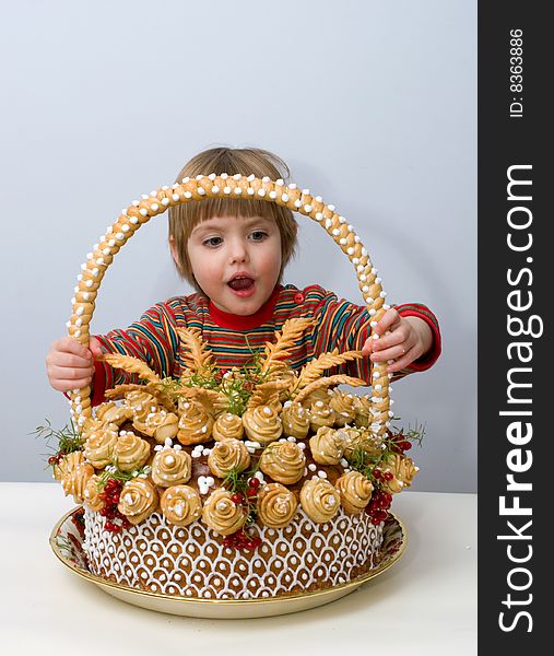 The little girl with traditional celebratory Ukrainian loaf. The little girl with traditional celebratory Ukrainian loaf