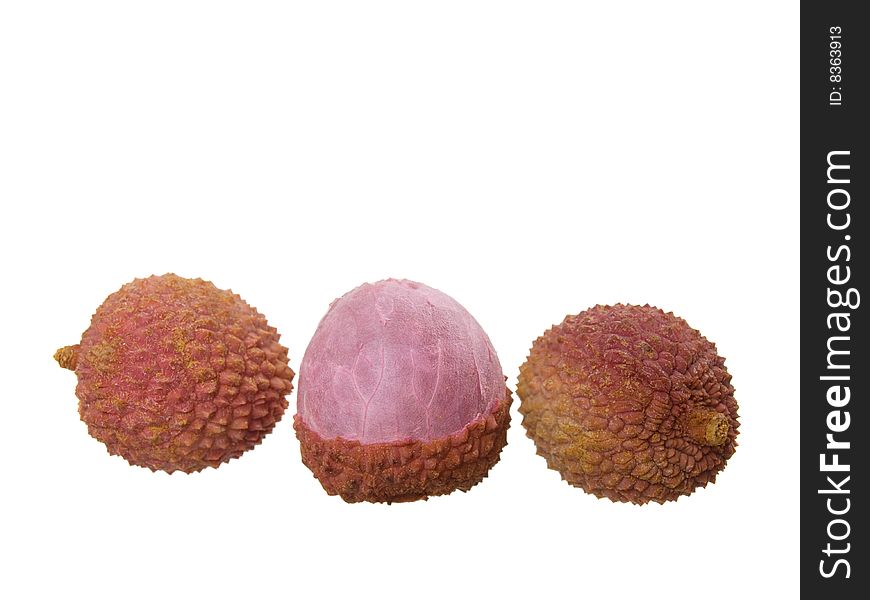 Litchi on the white isolated on a white background. Litchi on the white isolated on a white background.