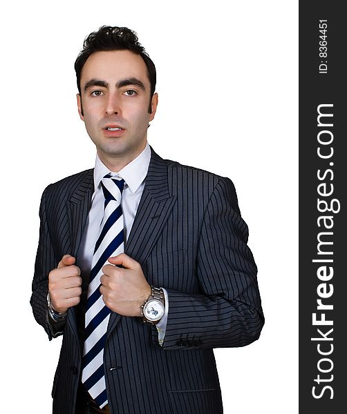 Confident businessman isolated over white with clipping path