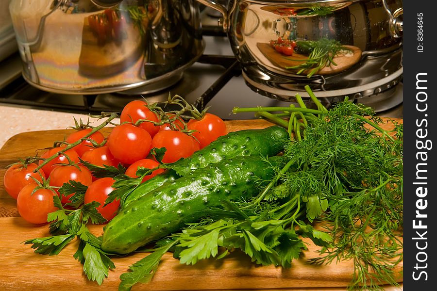 Vegetables on a wooden board