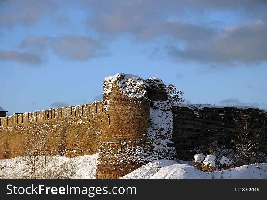 Ruins of an ancient fortress on the border of Estonia and Russia. The historic cultural monument. Ruins of an ancient fortress on the border of Estonia and Russia. The historic cultural monument.