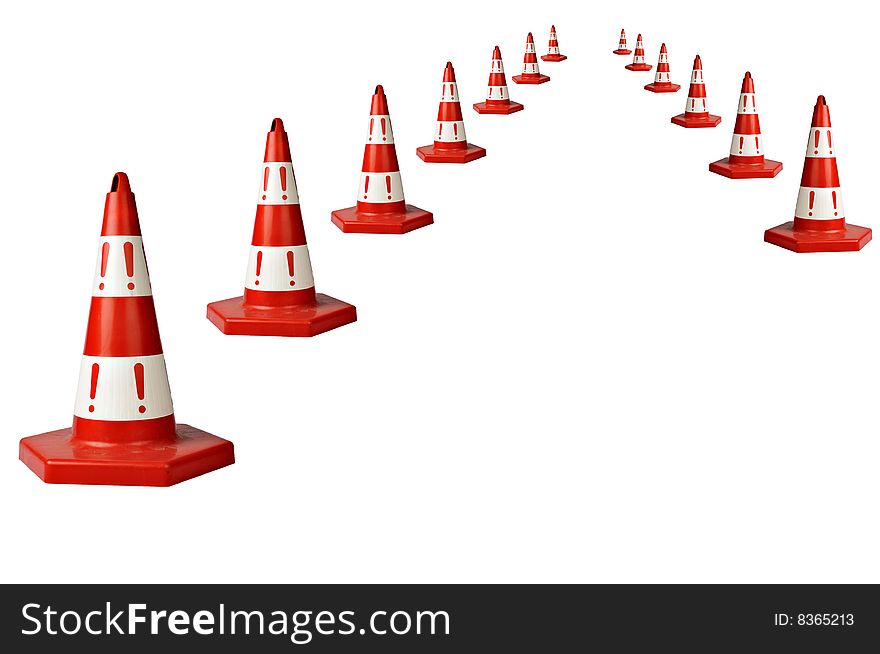 Road Red-white Cones On A White Background