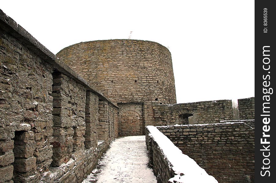 Ruins of an ancient fortress on the border of Estonia and Russia. The historic cultural monument. Ruins of an ancient fortress on the border of Estonia and Russia. The historic cultural monument.