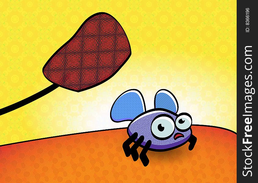 Fruit Fly And Swatter Illustration