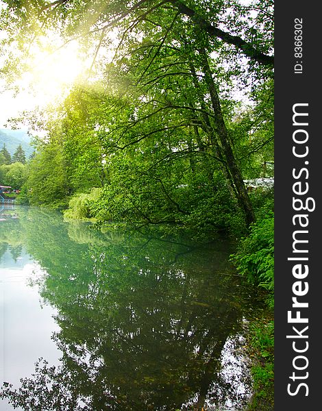 Lake in mountain in caucasus