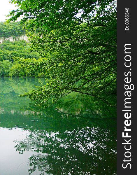 Lake in mountain in caucasus