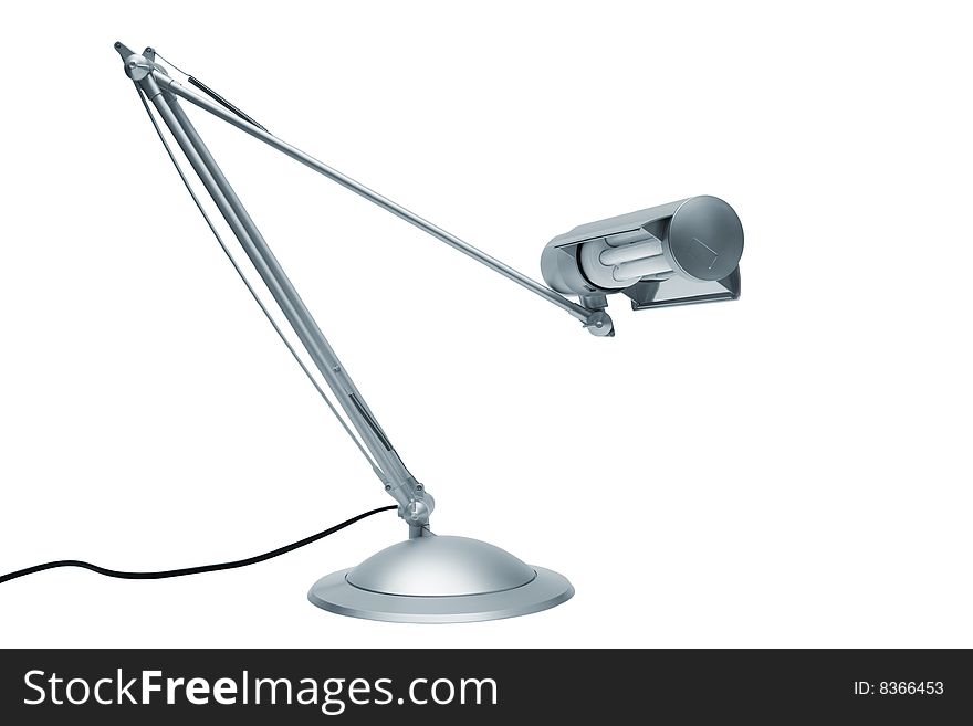 Silver modern lamp on a white background