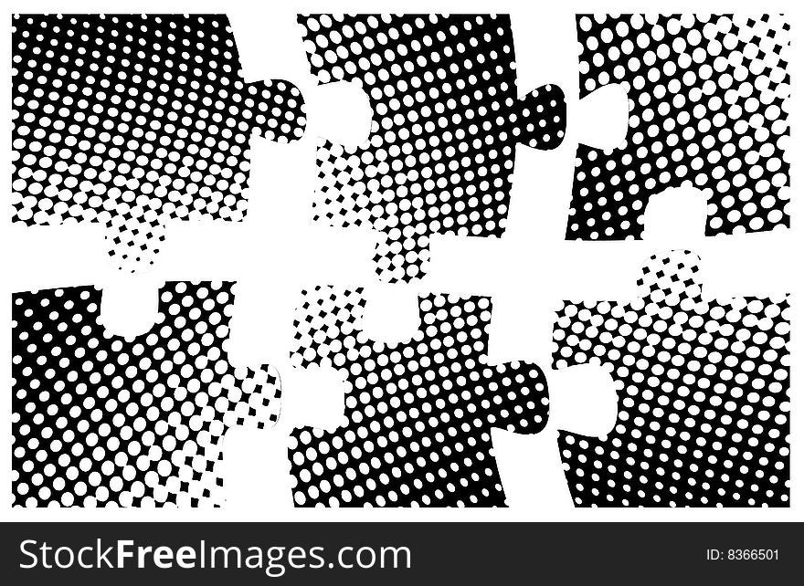 Illustration of puzzle, black, white