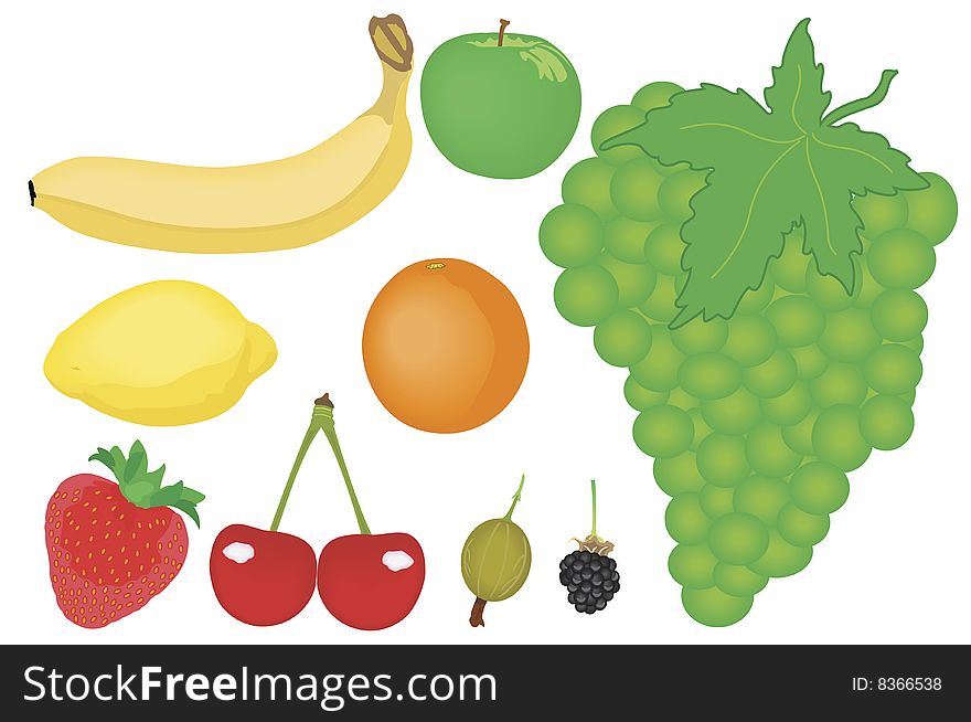 Vector illustration of various items of fruit. Vector illustration of various items of fruit
