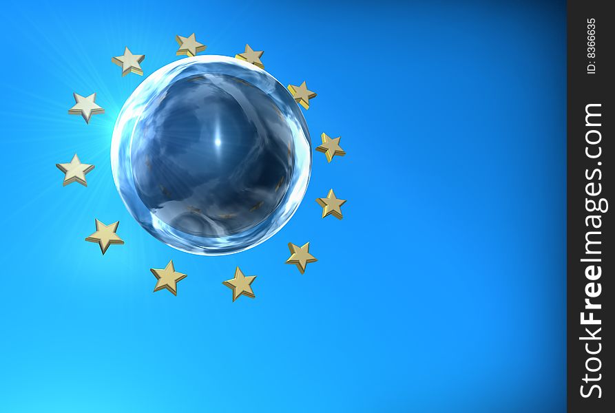Euro abstract composition with blue background. Euro abstract composition with blue background