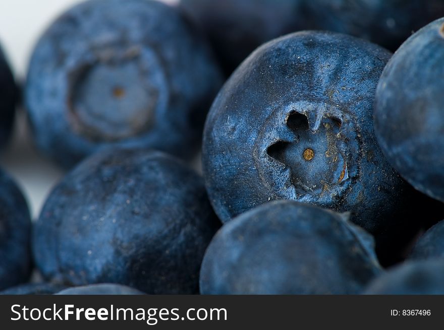 A couple of fresh ripe blueberry close-up
