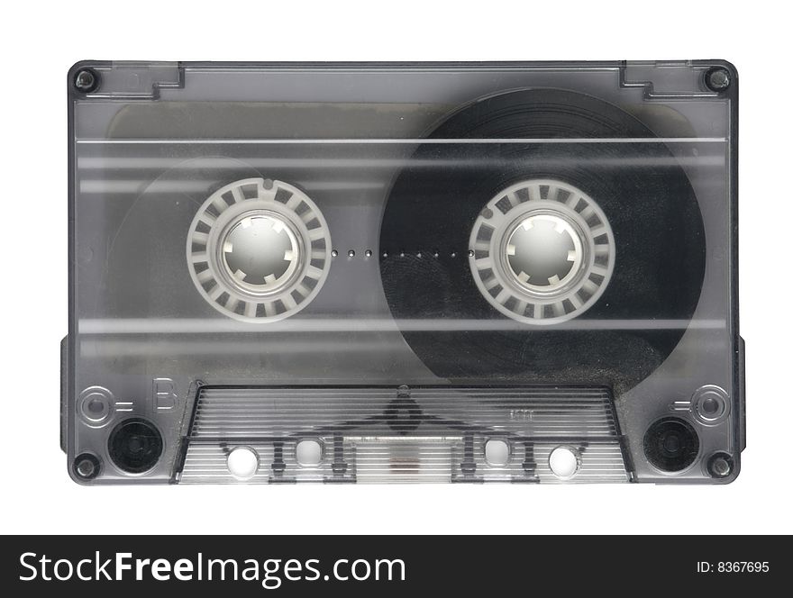 Old retro tape cassette isolated on white. Old retro tape cassette isolated on white