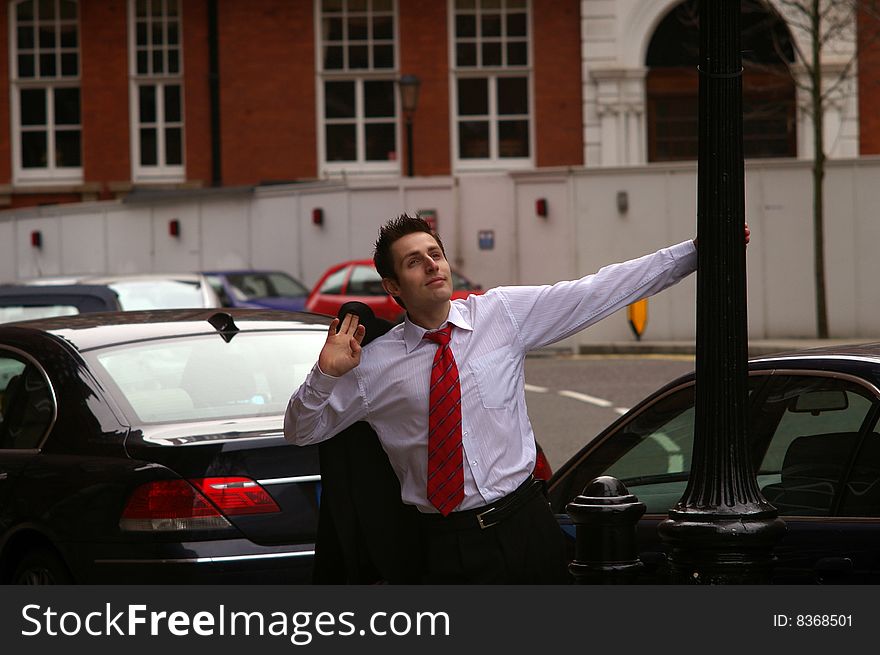 Happy and  businessman in London. Happy and  businessman in London