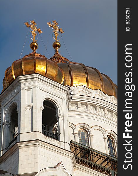 Fragment of temple of Christ of  Savior in Moscow city