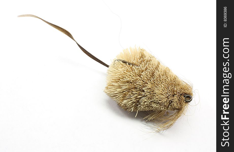 Mouse fly rod lure isolated on white. Mouse fly rod lure isolated on white.