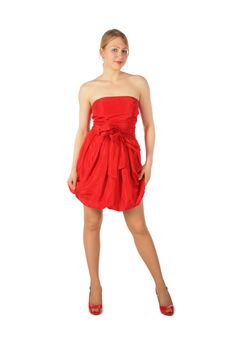 Young Blonde Girl In Red Dress And Shoes Royalty Free Stock Photos Young Blonde Girl In Red Dress And Shoes Royalty Free Stock Photos