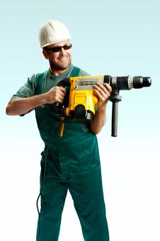 Cropped View Of Workman With Electric Drill Free Stock Photo and Image  482674902