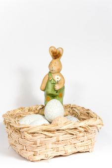Easter-bunny In Basket Royalty Free Stock Photography