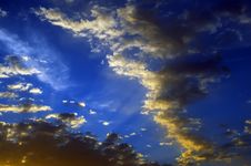 Through Clouds On The Sea Light Flows Royalty Free Stock Photography Through Clouds On The Sea Light Flows Royalty Free Stock Photography