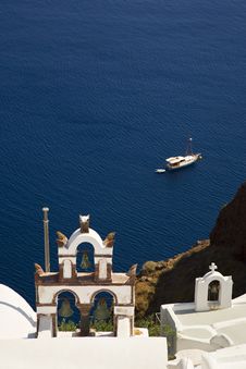 Greek Church Bell And Sea View Stock Photos Greek Church Bell And Sea View Stock Photos