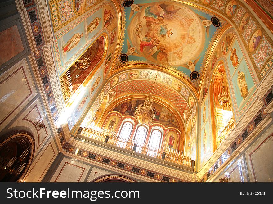 Interior of Temple of Christ of Savior in Moscow, Russia