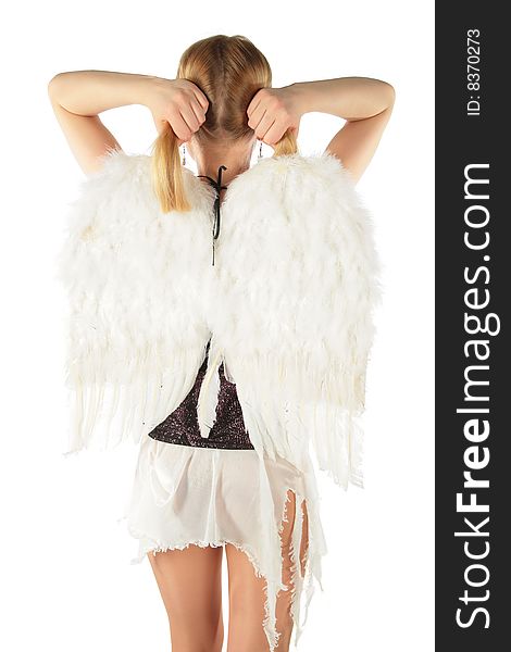Girl In Angel S Costume From Back