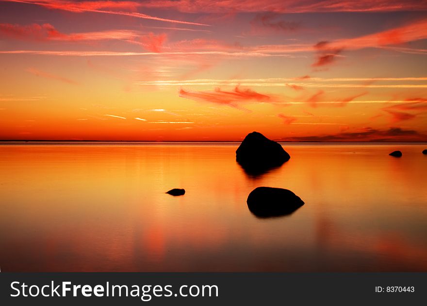 Romantic ocean view from the southern of Sweden.