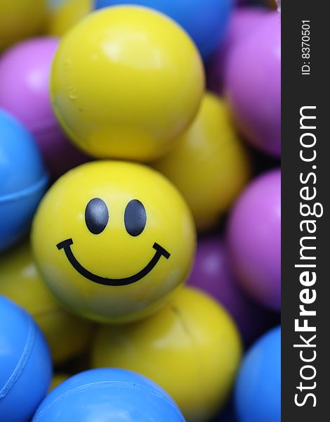 Colorful Happy Smiley Face Balls. Colorful Happy Smiley Face Balls