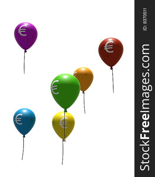 Multicolored balloons with euro symbols