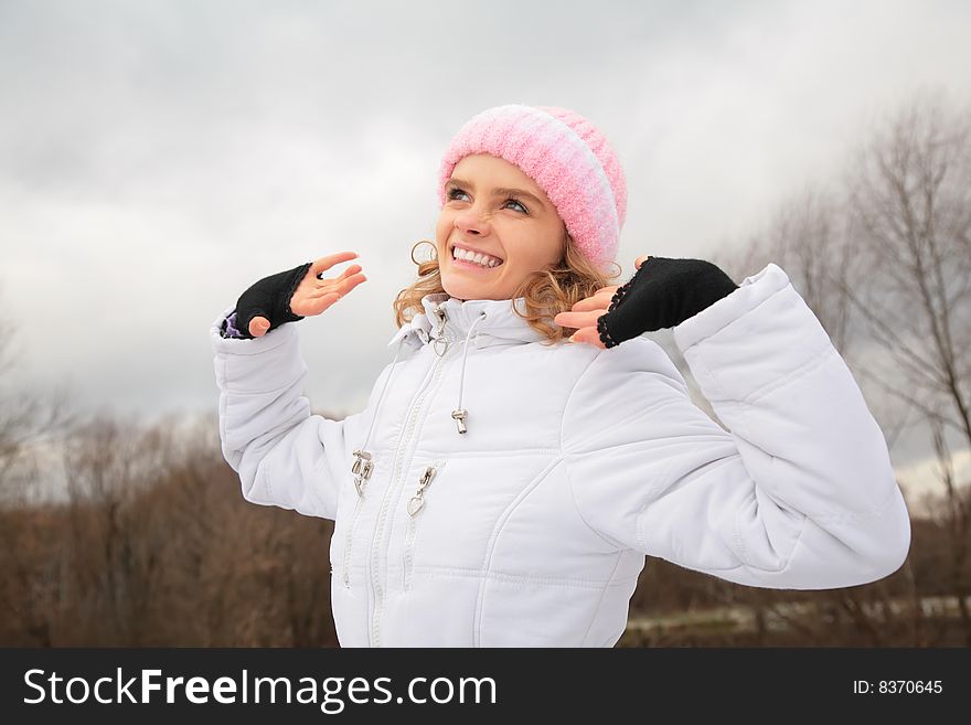 Young beauty girl outdoor in winter. Young beauty girl outdoor in winter
