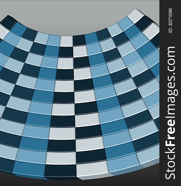 Blue 3D Checkerboard - Vector Illustration