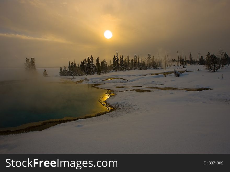 Sunrise at Yellowstone Mineral Pool