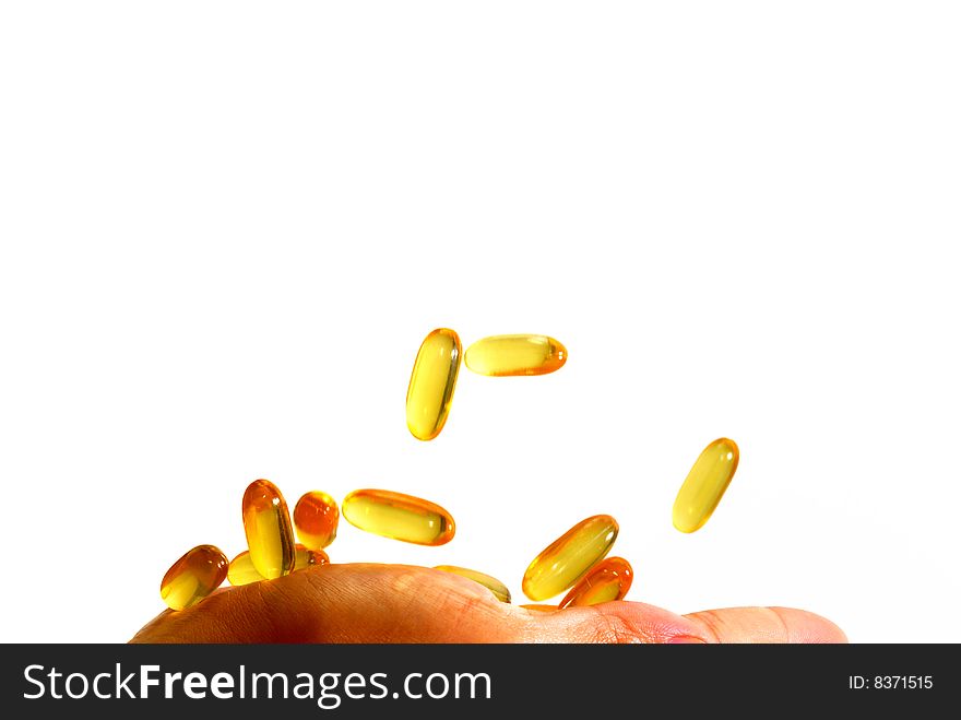 Fish Oil Capsules on white background. Fish Oil Capsules on white background
