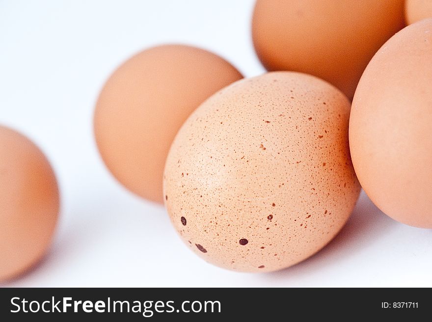 Fresh brown spotted farm eggs. Fresh brown spotted farm eggs