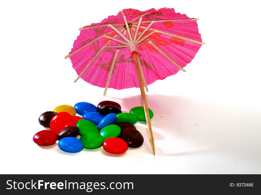 Color Chocolate Candy with paper umbrella