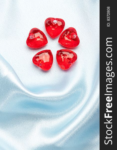Red glassy decoration and heart for valentine day. Red glassy decoration and heart for valentine day