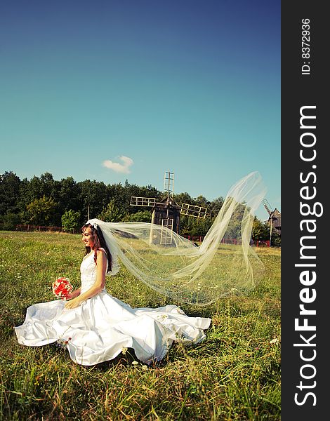 Bride with a wedding bouquet