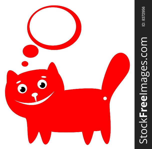 Cartoon red happy cat isolated on a white background.