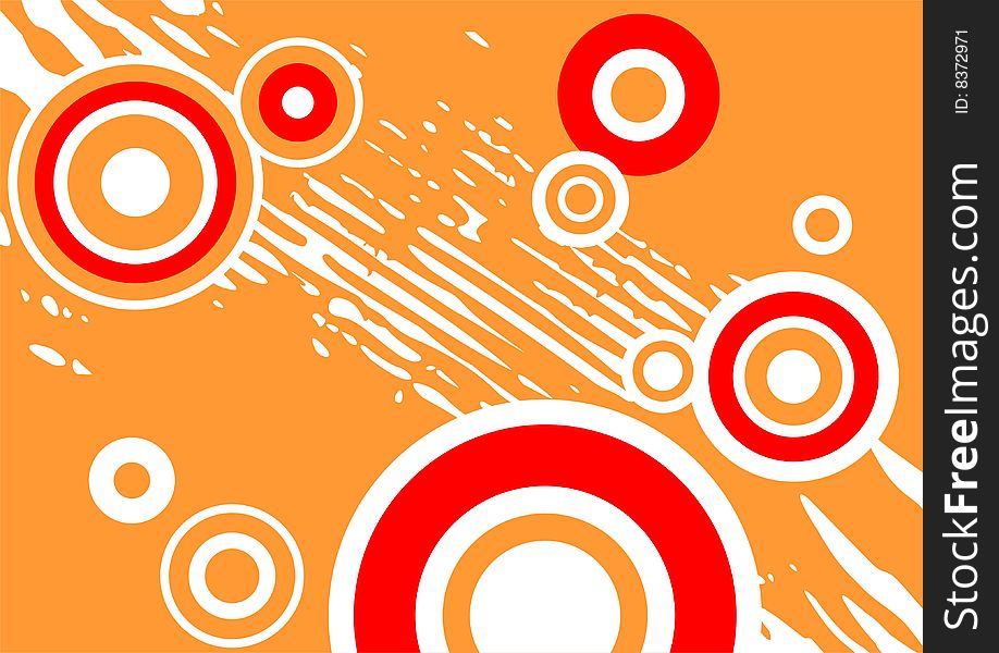 Abstract pattern with strips and dots on an orange background. Abstract pattern with strips and dots on an orange background.